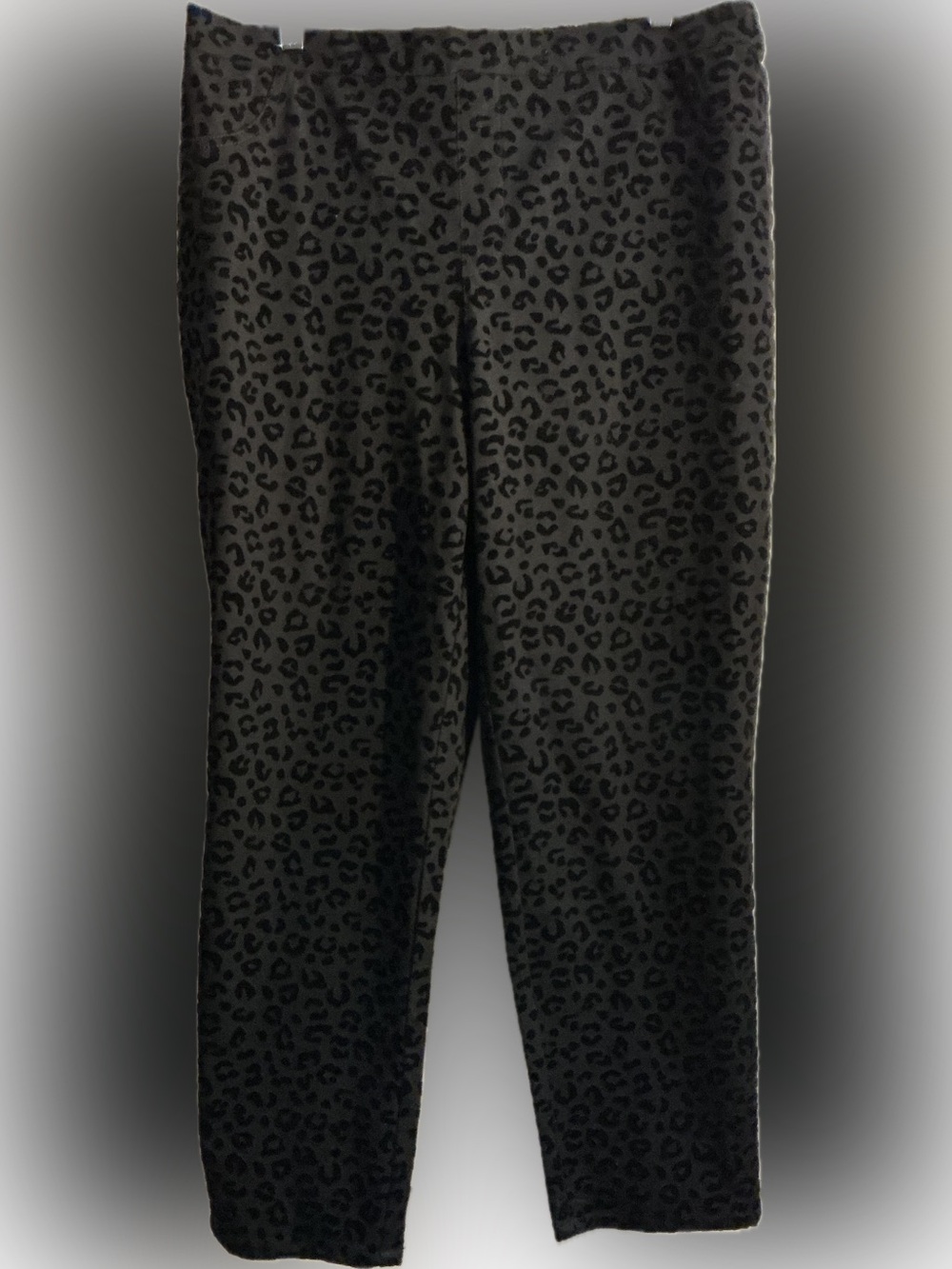 Isaac Mizrahi Live Leopard Pants Size 16 Flocked Velvet Stretch Ankle Pull On